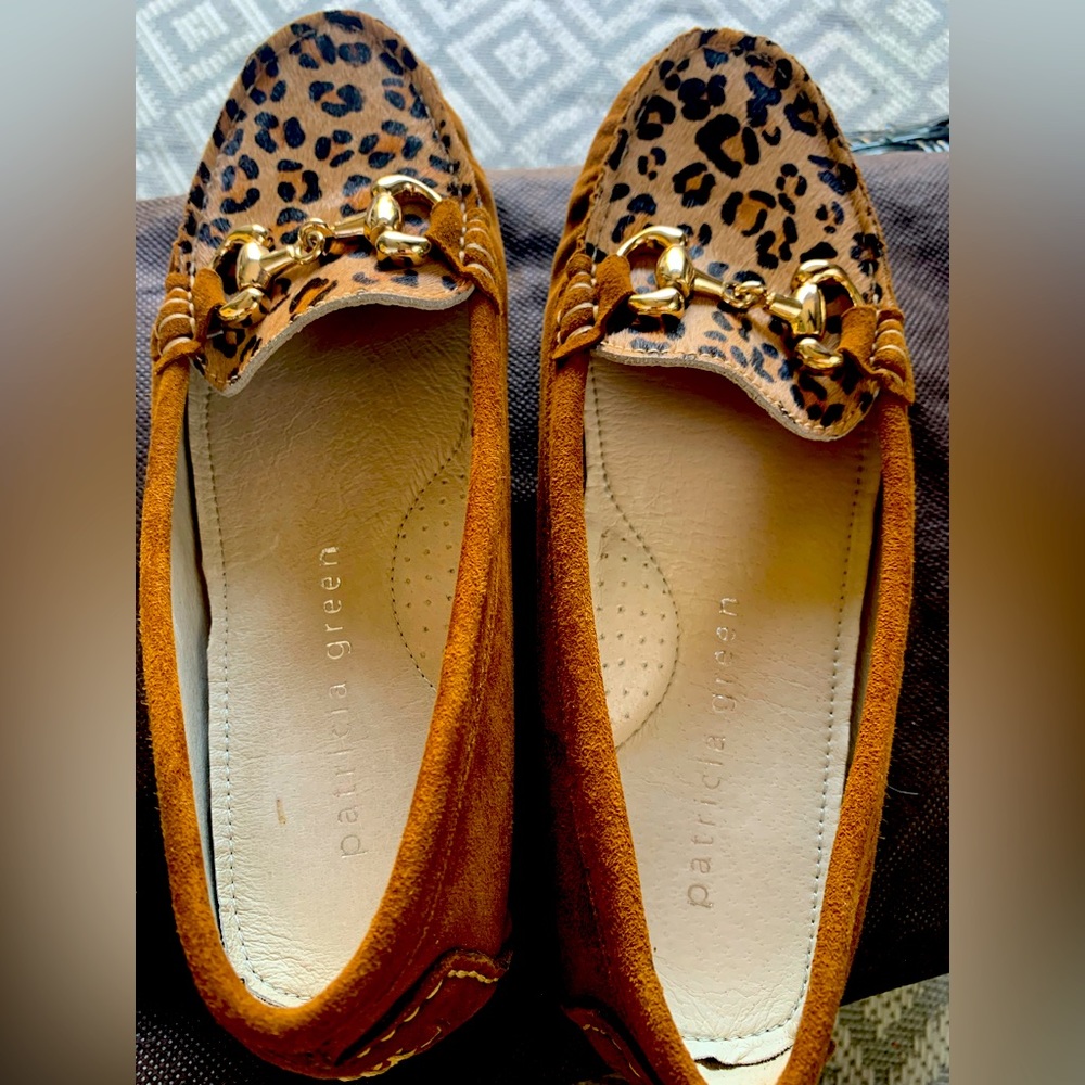 PATRICIA GREEN SUEDE/PONY HAIR CAR SHOES